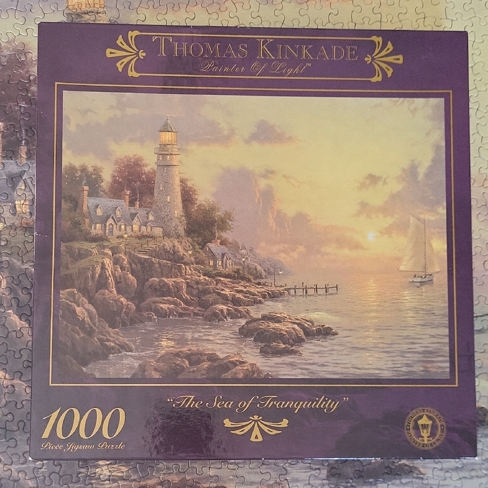 Thomas Kinkade Sea Of Tranquility Coastal Lighthouse Puzzle 1000 Pieces